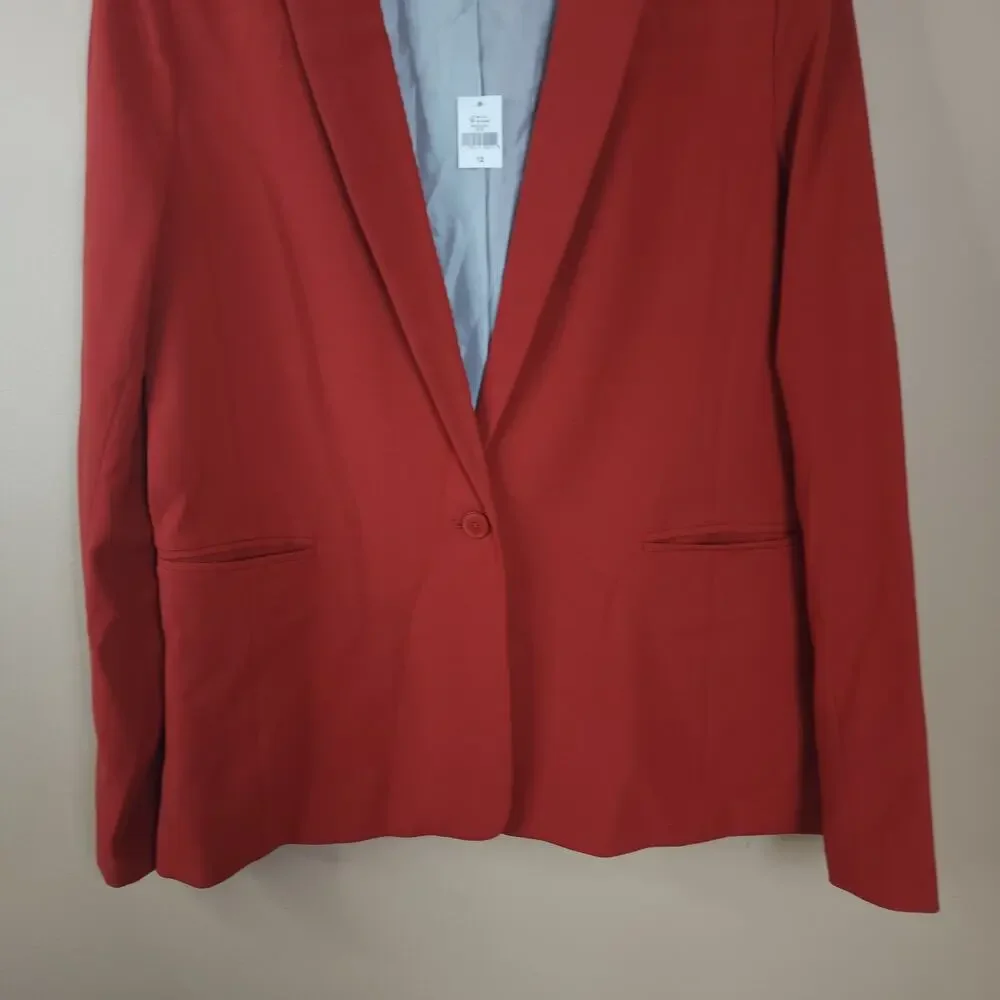 Banana Republic Burnt Orange One Button Closure Boyfriend Blazer Size 12 - Picture 3 of 11